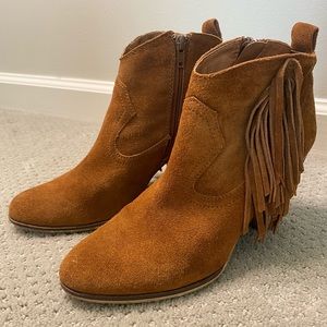 Brown Fringe Ankle Booties